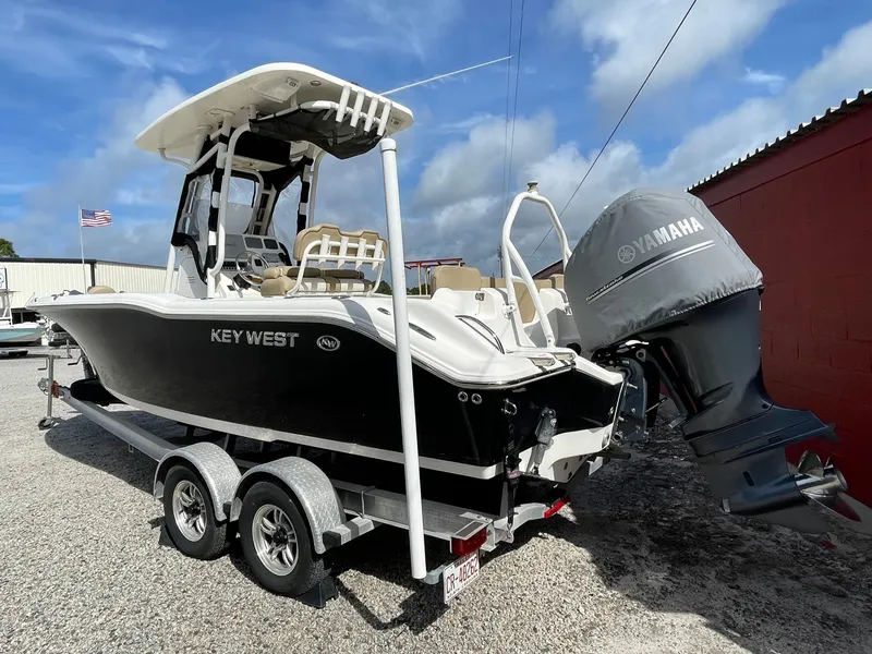 Slide: The Image of 2017 Key West 239 FS boat with Yamaha engine on trailer. - 4