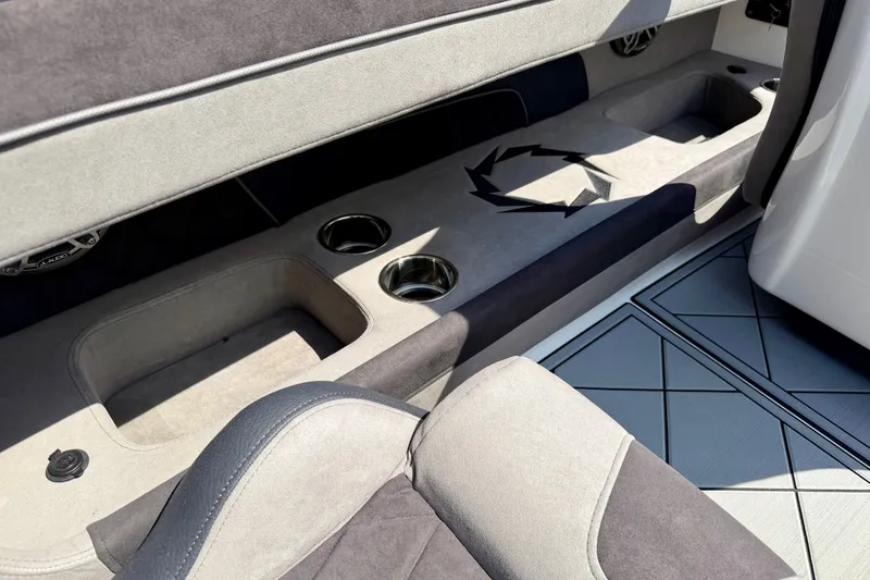 Slide: The Image of Interior of 2024 Fountain 34 Thundercat boat with cup holders and stylish seating. - 41