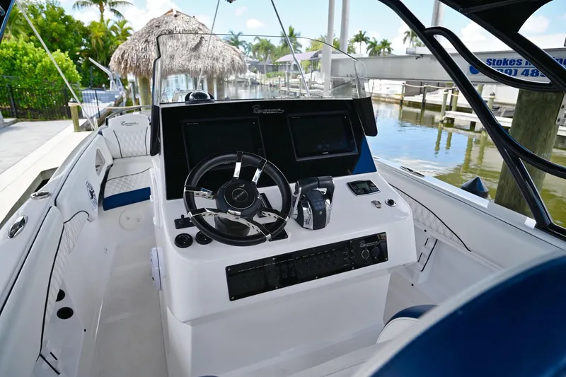 Slide: The Image of Interior view of 2018 Renegade 32' Cuddy boat. - 6