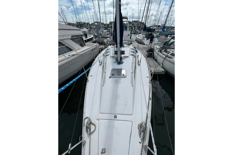 The Image of 1992 Beneteau First 35s5 sailboat docked at marina, view from deck. - 1