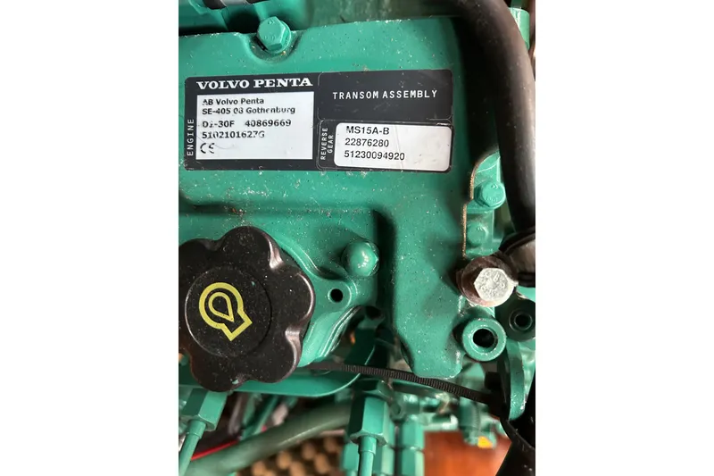 Slide: The Image of Volvo Penta engine detail on 1992 Beneteau First 35s5 sailboat. - 25