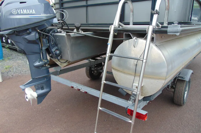 Slide: The Image of 2020 Sylvan Mirage 8520 Cruise pontoon boat with Yamaha outboard motor and trailer. - 18