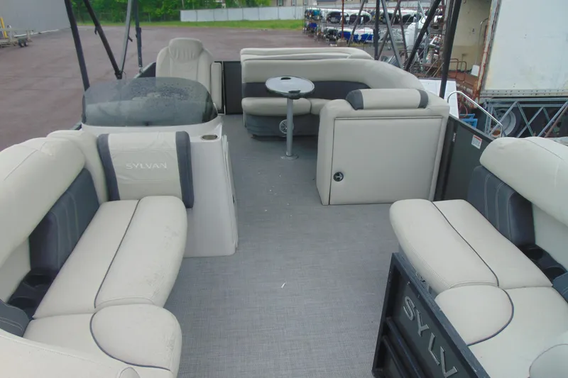 Slide: The Image of 2020 Sylvan Mirage 8520 Cruise pontoon boat with spacious seating and modern design. - 5