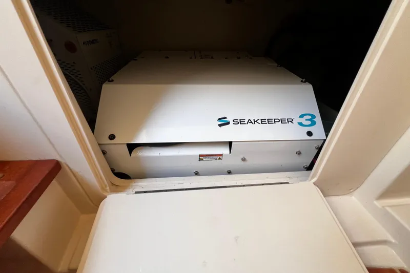 Slide: The Image of Seakeeper 3 stabilizer installed in 2021 Grady-White Canyon 336 boat compartment. - 67