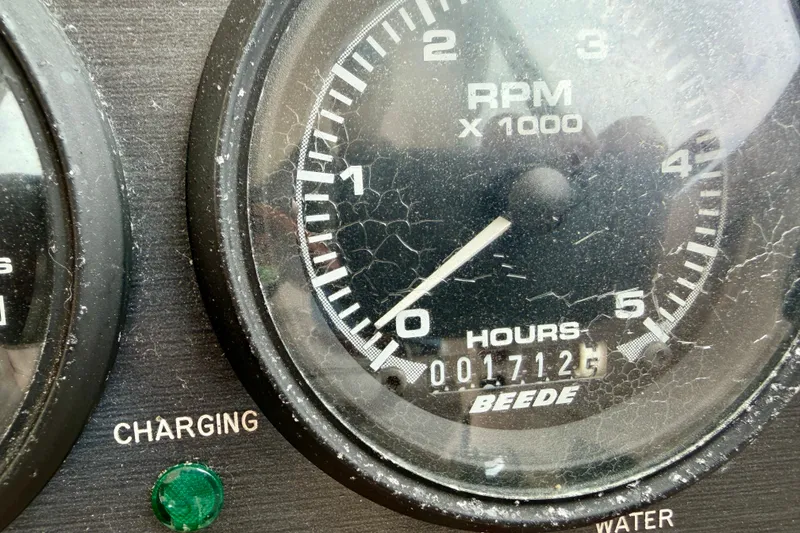 Slide: The Image of Close-up of RPM gauge on 2006 Albin 28 Tournament Express boat dashboard. - 24