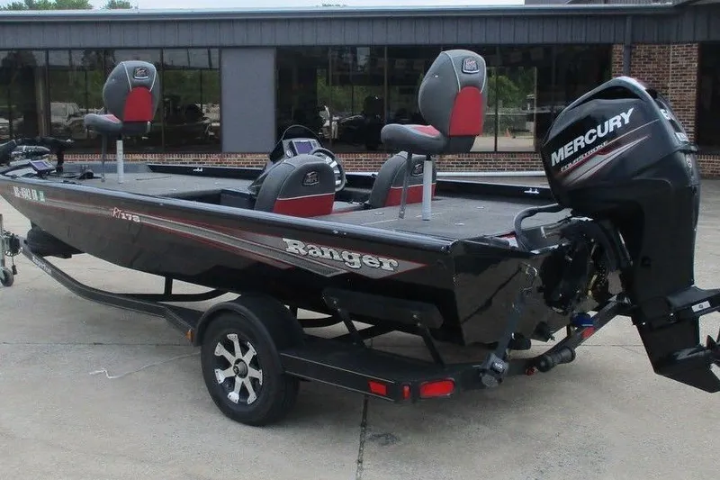 Slide: The Image of 2018 Ranger RT178 fishing boat with Mercury outboard motor on trailer. - 3