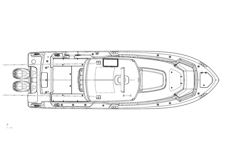 Slide: The Image of Manufacturer Provided Image: Top view schematic of 2020 Boston Whaler 330 Outrage boat. - 15