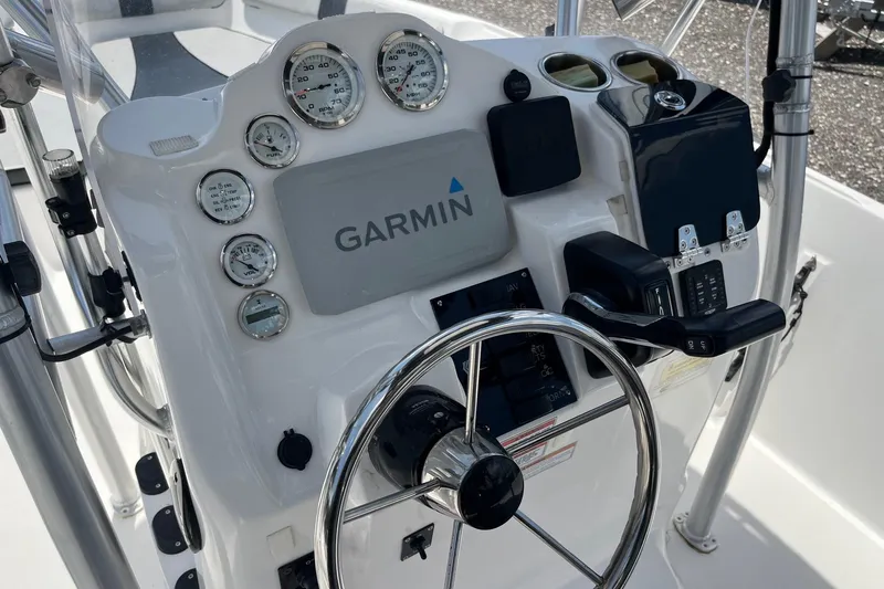 Slide: The Image of Boat dashboard with Garmin display and gauges, K2 Marine model 2, 2022. - 4