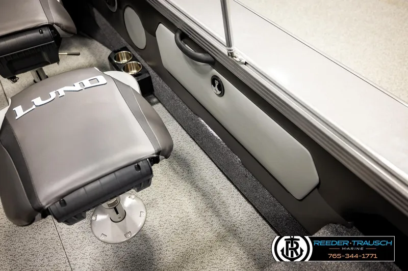 Slide: The Image of 2023 Lund 1875 Tyee boat interior with branded seat and storage compartment. - 33