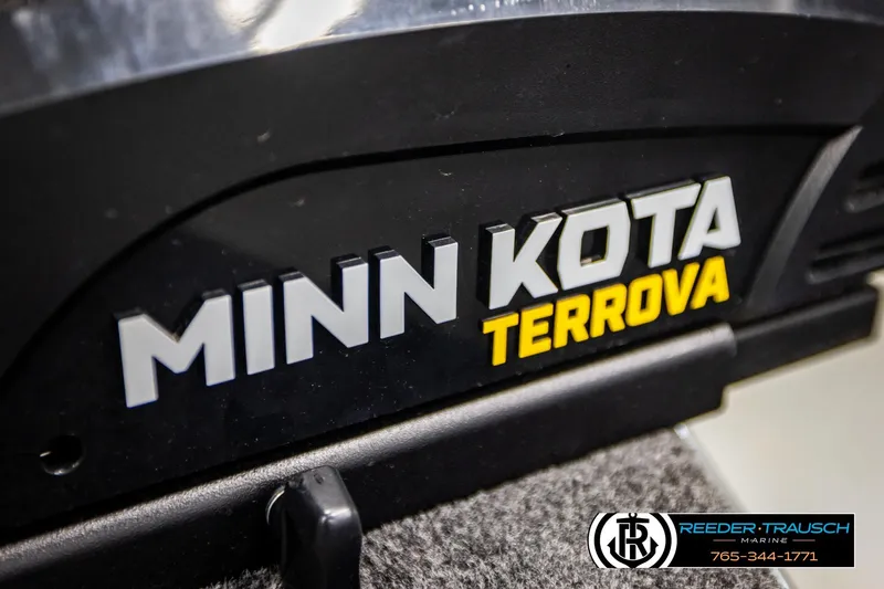 Slide: The Image of Minn Kota Terrova motor on 2023 Lund 1875 Tyee boat, Reeder-Trausch Marine logo visible. - 52