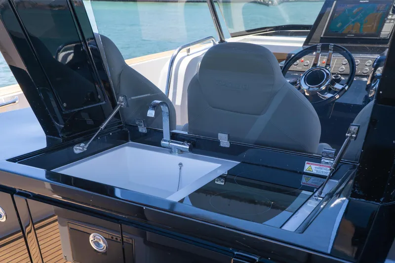 Slide: The Image of Luxury yacht interior with sink and helm, Pardo Yachts 38, 2020 model. - 18