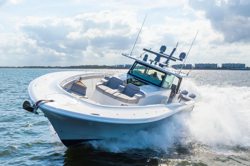 The Image of 2027 HCB 65 Estrella cruising on open water, showcasing luxury and performance. - 0