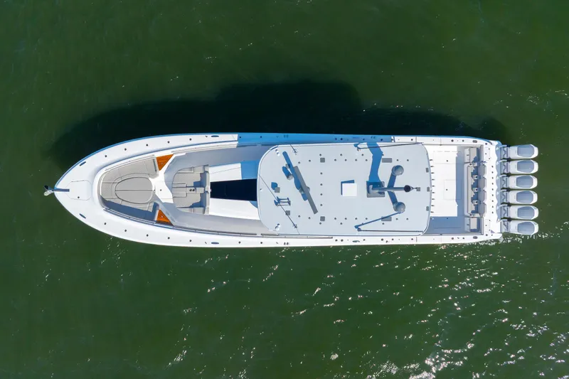 Slide: The Image of Aerial view of 2027 HCB 65 Estrella luxury yacht on water. - 11
