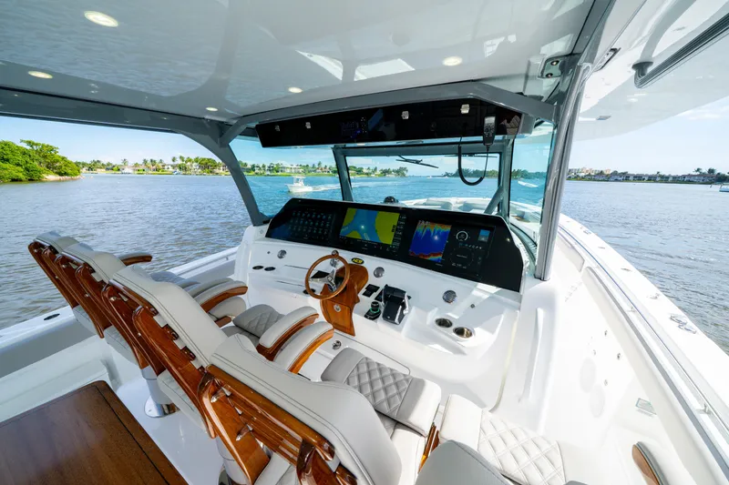Slide: The Image of Luxurious helm of 2027 HCB 65 Estrella yacht with advanced navigation systems. - 49
