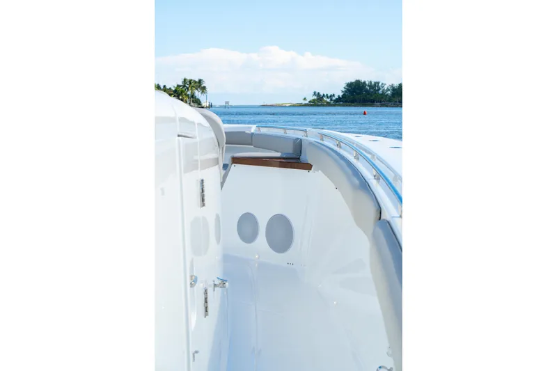 Slide: The Image of 2027 HCB 65 Estrella boat deck with ocean view and clear sky. - 62