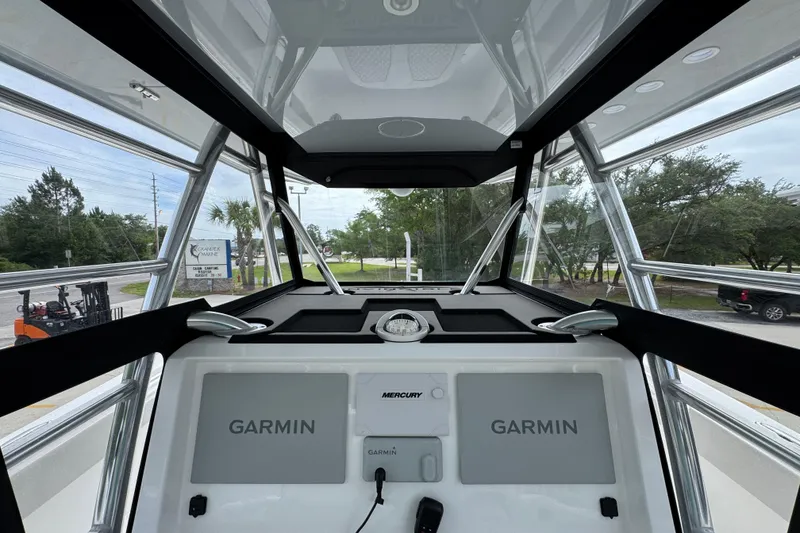 Slide: The Image of Interior view of 2020 Invincible 35 Catamaran with Garmin navigation system. - 34