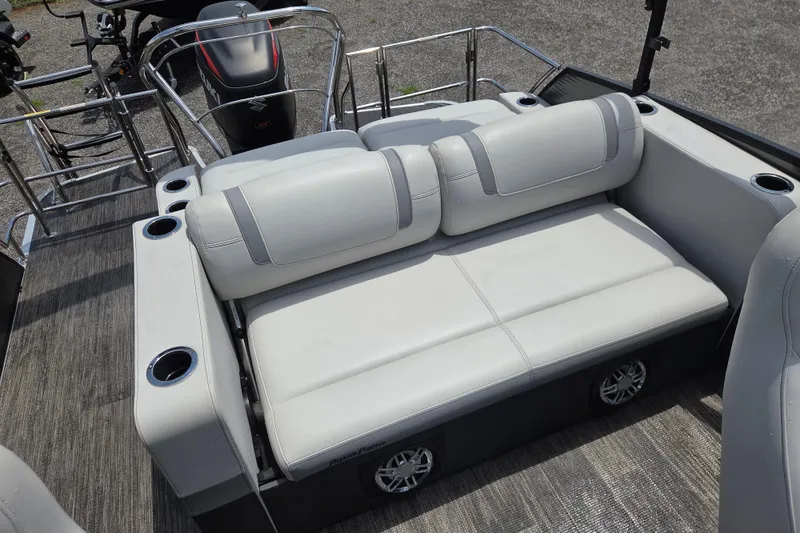 Slide: The Image of 2020 Godfrey AquaPatio 235 UL boat with plush seating and cup holders. - 16