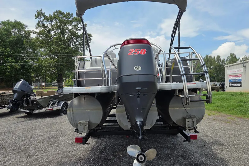 Slide: The Image of 2020 Godfrey AquaPatio 235 UL pontoon boat with powerful 250 HP engine. - 6