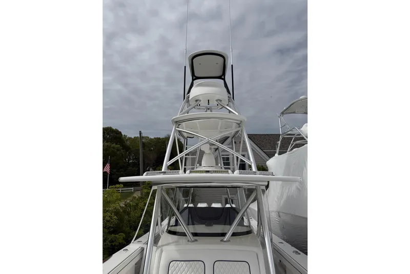 Slide: The Image of 2022 Valhalla Boatworks V-41 with tower against cloudy sky background. - 21