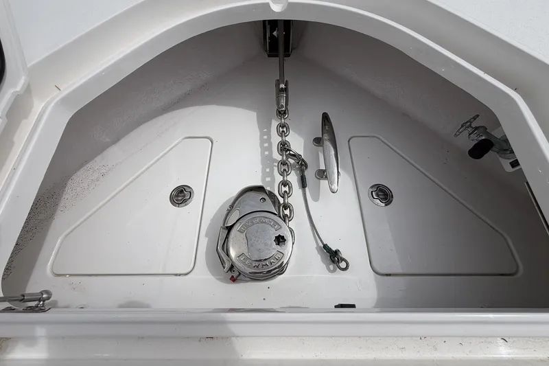 Slide: The Image of Anchor locker of 2022 Valhalla Boatworks V-41 with chain and cleat. - 24