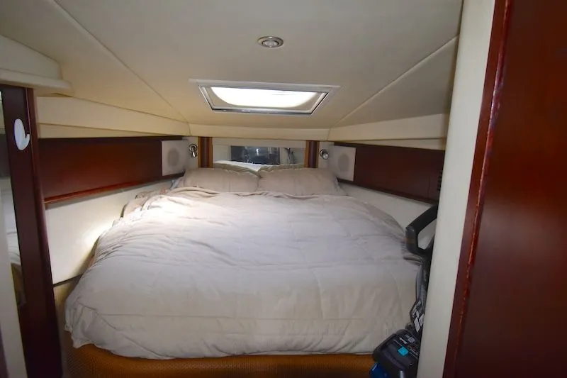 Slide: The Image of Interior of 2007 Sea Ray 40 Sundancer with cozy bed. - 2