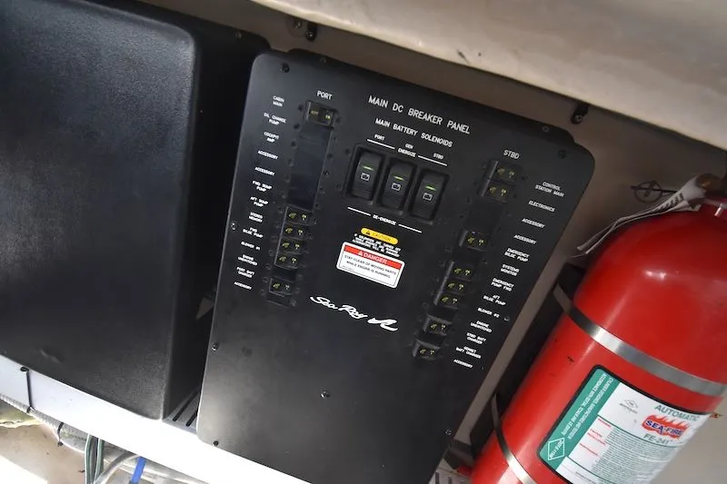 Slide: The Image of Main DC breaker panel of 2007 Sea Ray 40 Sundancer. - 20
