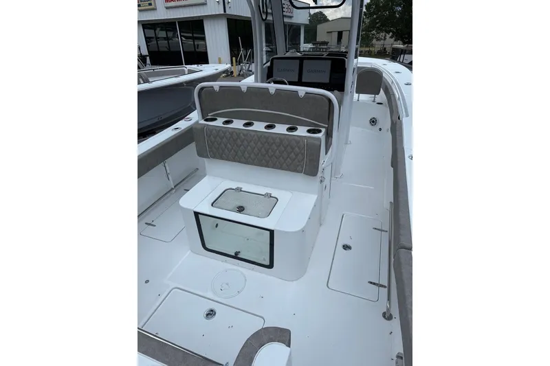Slide: The Image of 2026 Sea Hunt Gamefish 27 Forward Seating boat interior with modern design and ample seating. - 17