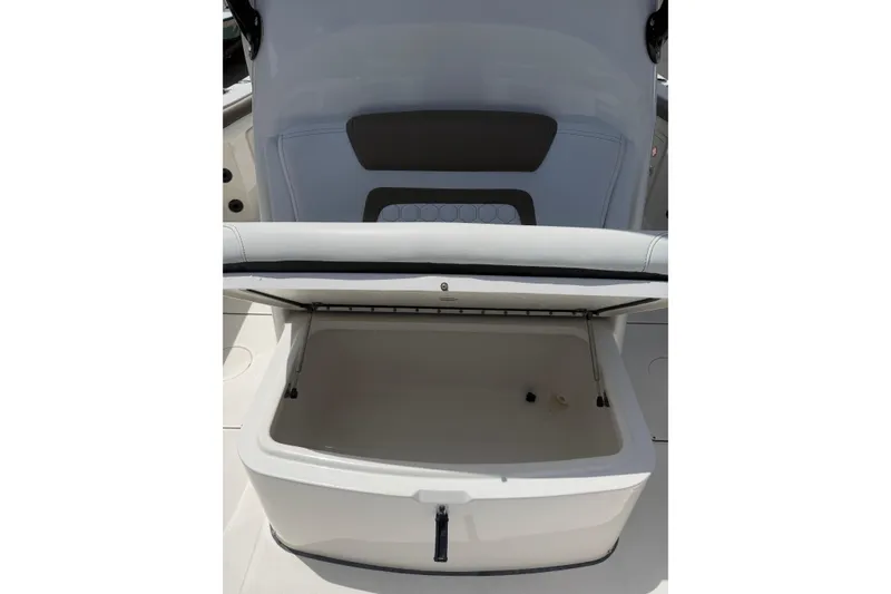 Slide: The Image of Open storage compartment on a 2020 World Cat 325 CC boat. - 11
