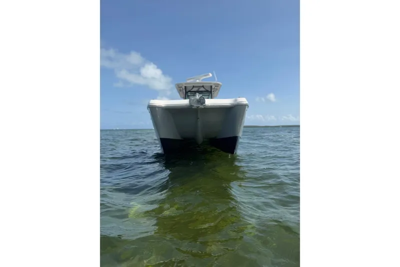 Slide: The Image of 2020 World Cat 325 CC boat on calm ocean waters under clear blue sky. - 36