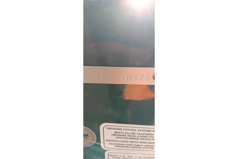 Slide: The Image of 2025 Ranger VX1788 WT hull identification number and emissions control label. - 24