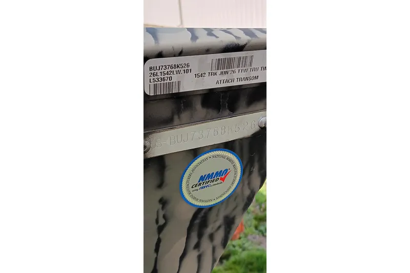 Slide: The Image of 2026 Tracker Topper 1542 LW Riveted Jon boat identification plate with certification sticker. - 20
