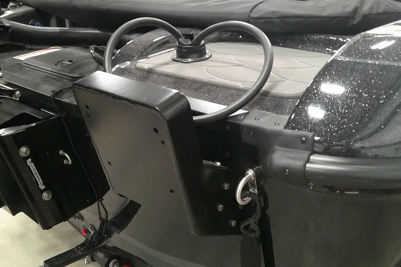 Slide: The Image of 2026 Nitro ZV19 Sport Pro boat detail with sleek black finish and hardware. - 3