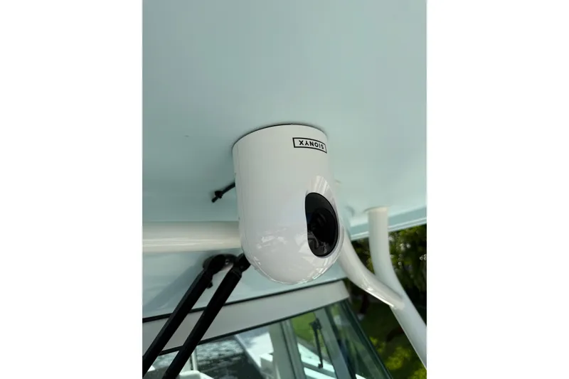 Slide: The Image of Security camera installed on 2023 World Cat 325 CC boat ceiling. - 34