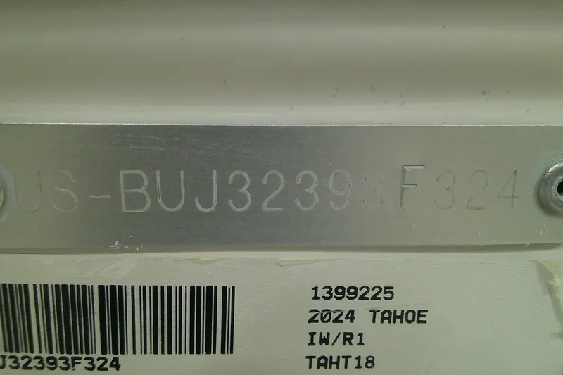 Slide: The Image of 2024 Tahoe T18 identification plate with serial number and barcode details. - 5