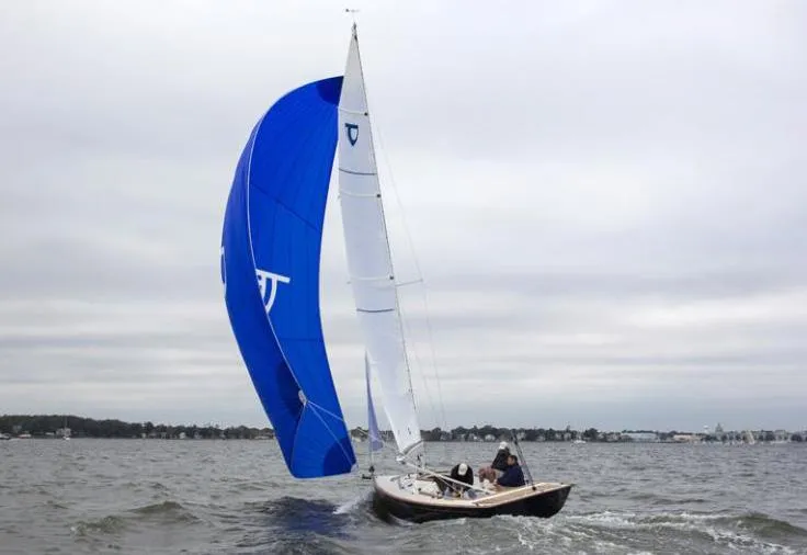 Slide: The Image of Manufacturer Provided Image: 2025 Tartan Fantail sailboat with blue spinnaker sailing on a cloudy day. - 3