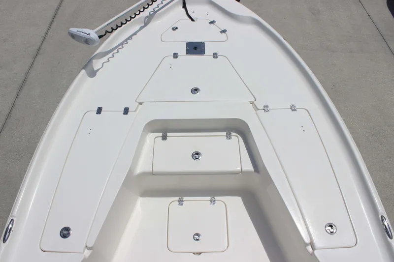 Slide: The Image of Bow deck of 2026 Key West 230 Bay Reef boat with storage compartments. - 8