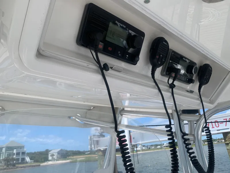 Slide: The Image of 2015 Regulator FS boat with communication systems and microphones. - 16