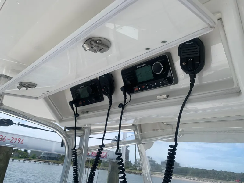 Slide: The Image of Regulator FS 2015 boat with Raymarine radios in cockpit. - 17