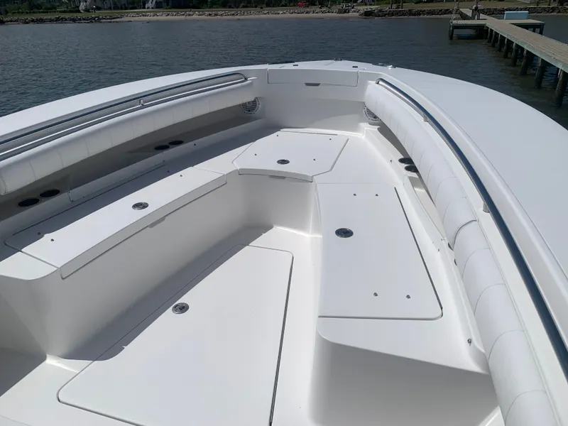 Slide: The Image of Interior view of a 2015 Regulator FS boat deck. - 32
