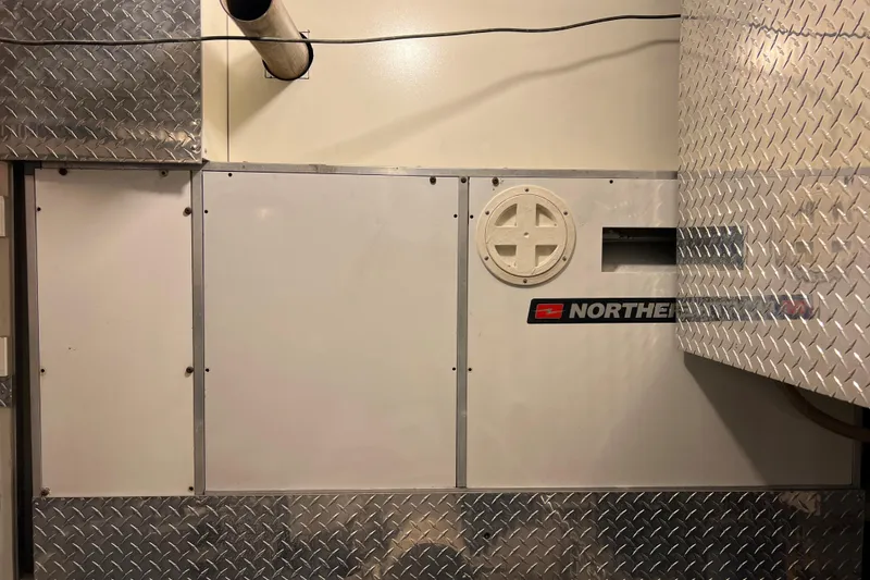 Slide: The Image of Engine room of a 1996 Monte Fino 92 yacht with Northern equipment. - 22