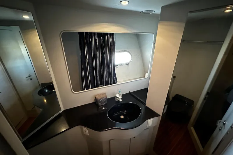 Slide: The Image of Luxurious bathroom interior of 1996 Monte Fino 92 yacht with modern fixtures. - 59