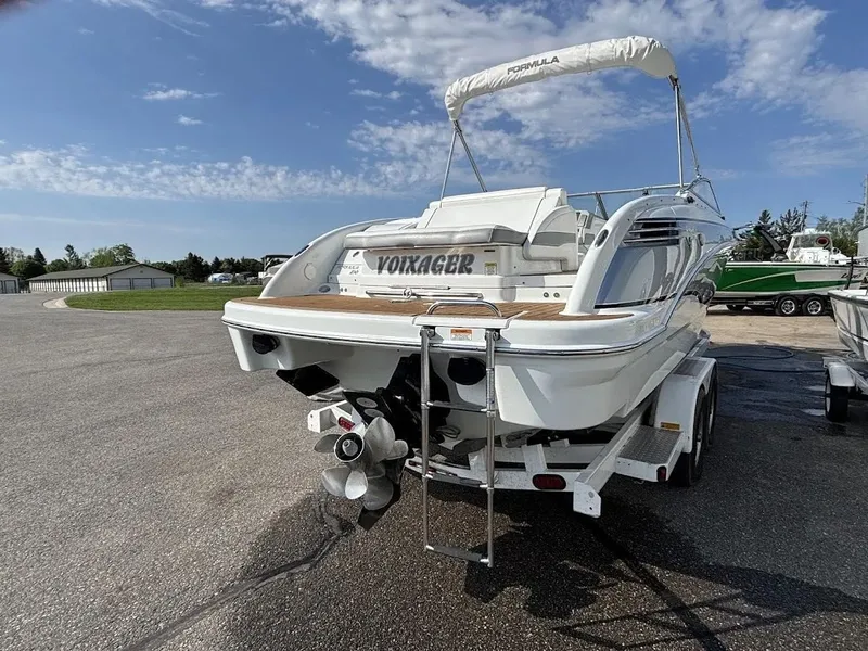 Slide: The Image of 2010 Formula 270 Bowrider boat on trailer, rear view. - 25