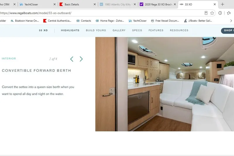 Slide: The Image of 2020 Regal 33 XO interior with convertible forward berth and modern amenities. - 10