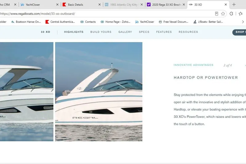 Slide: The Image of 2020 Regal 33 XO boat with hardtop or PowerTower feature, displayed on water. - 3