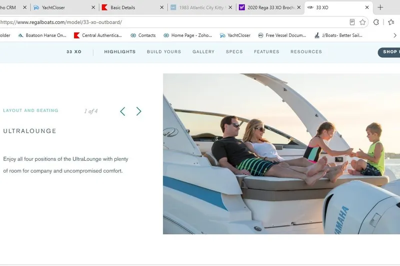 Slide: The Image of Family relaxing on a 2020 Regal 33 XO boat's UltraLounge, enjoying comfort and space. - 5
