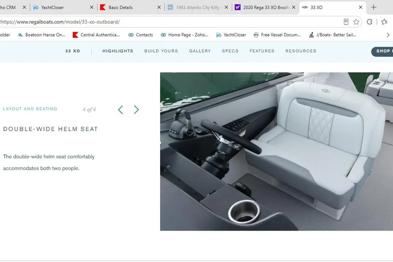 Slide: The Image of 2020 Regal 33 XO boat with double-wide helm seat for two people. - 8
