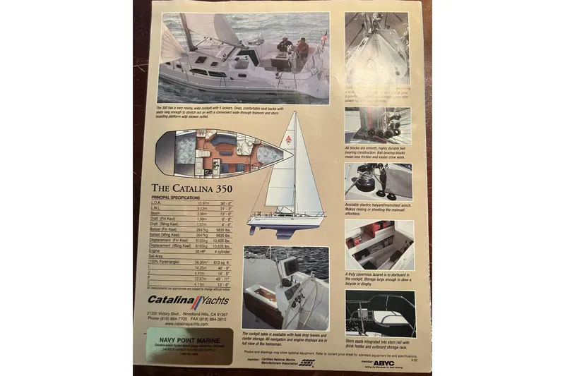 Slide: The Image of 2004 Catalina 350 yacht brochure showcasing design, specifications, and features for sailing enthusiasts. - 5