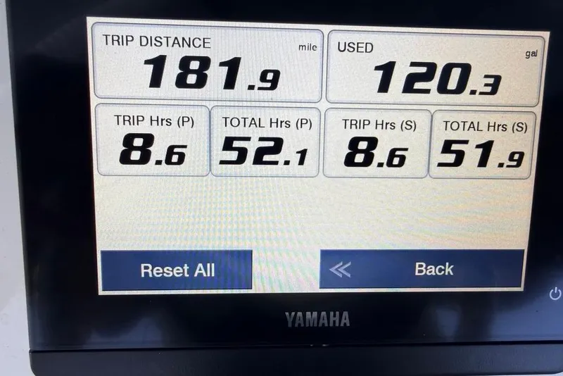 Slide: The Image of Display screen showing trip data for Sea Hunt Gamefish 30 Coffin Box, 2026 model. - 10