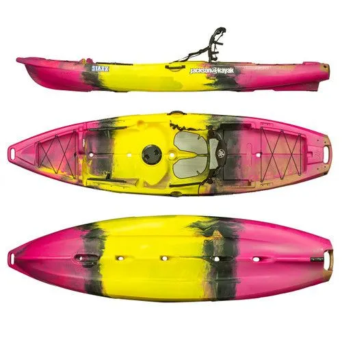 The Image of 2023 Jackson Staxx Rad kayak, vibrant pink and yellow design. - 1