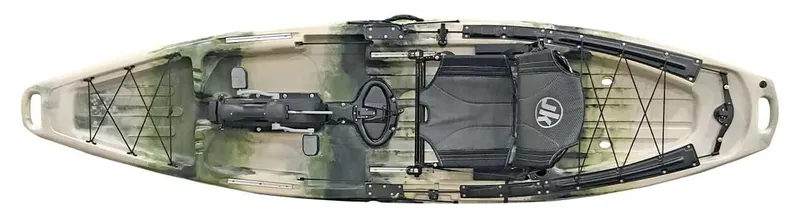 Slide: The Image of Jackson BITE FD Forest 2022 kayak, top view, green-black design. - 3